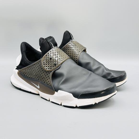 Nike Shoes Mens 10 Black Sock Dart Slip On Perforated Strap Running Sneakers - Picture 2 of 10